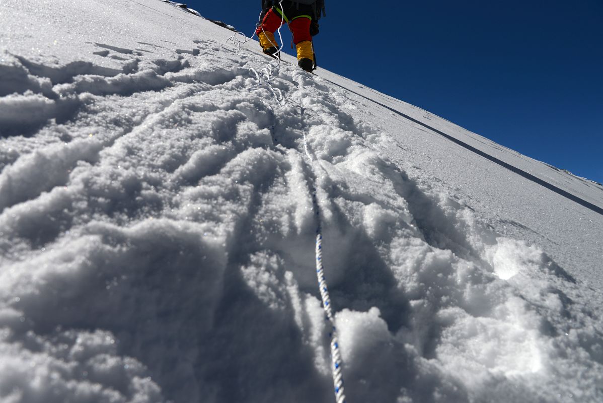 49 Climbing Sherpa Lal Singh Tamang Breaks Trail Up The Slope To The Rock Band On The Climb To Lhakpa Ri Summit 